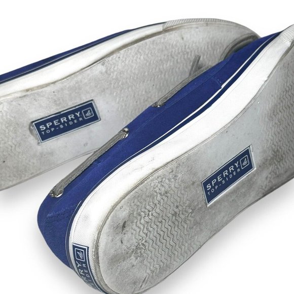 SPERRY TOP WOMENS SHOES SIZE 8 PREPPY VARSITY BLUE CANVAS FLAT TOP SIDER SNEAKER - Picture 8 of 8